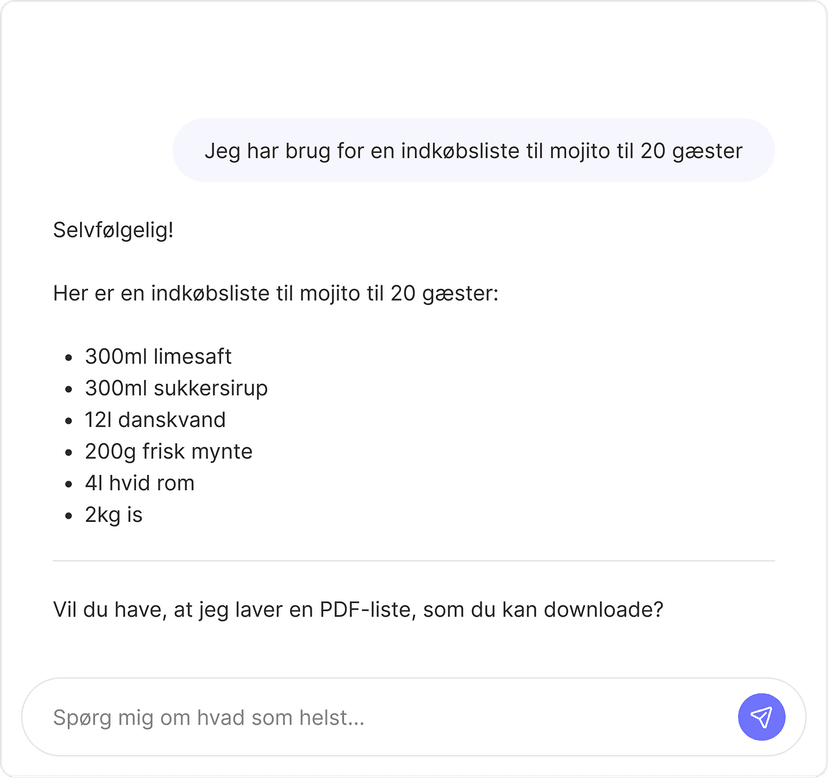 Event planner chat preview
